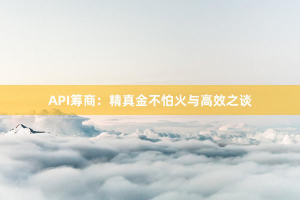 API筹商：精真金不怕火与高效之谈